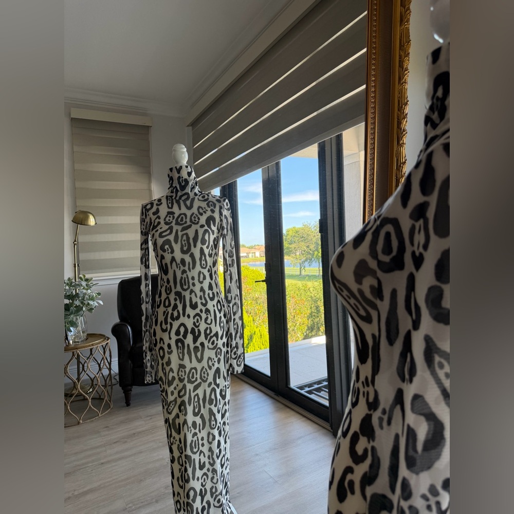 AFRM Leopard Print Mesh Maxi Dress NWT
